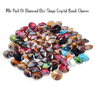 50 PIECES MIX PACK (SINGLE HOLE)' 10 MM SIZE MULTICOLOR AB STAR CRYSTAL CHARMS BEADS