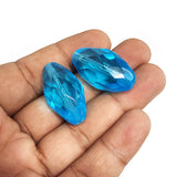 6 PCS PKG. SUPER QUALITY' 29X16 MM APPROX SIZE, LOOSE PACK, FACETED AQUA BLUE COLOR, CRYSTAL GLASS BEADS