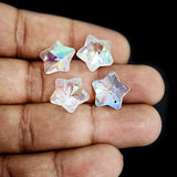 10 PIECES PACK (SINGLE HOLE)' 12 MM SIZE APPROX' CLEAR WHITE AB STAR CRYSTAL CHARMS BEADS