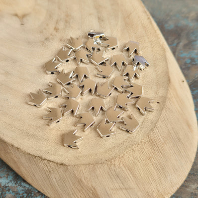 20 PIECES PACK' 8 MM APPROX SIZE SILVER OXIDIZED POLISHED MINIMILISTIC CROWN BEADS