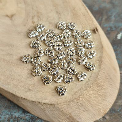20 PIECES PACK' 6x8 MM APPROX SIZE SILVER OXIDIZED POLISHED MINIMILISTIC LEAF BEADS