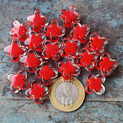 50 GRAMS PACK' APPROX 27-30 PIECES' SIZE' 15x17 MM' DAISY FLOWER TRANSPARENT ACRYLIC BEADS