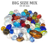 50 GRAMS PACK' MIX PACK OF MULTI LARGE SIZE' FACETED FANCY GLASS CRYSTAL BEADS