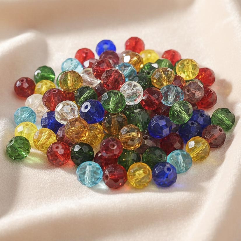 50 GRAMS PACK' MIX PACK OF RONDEL TYRE FACETED FANCY GLASS CRYSTAL BEADS