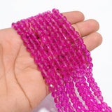 Magenta Faceted Pear Drop Dyed Glass Crystal Beads - 8x6 mm, 42-43 Pieces Per Strand