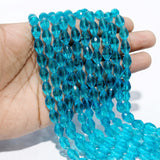 Aqua Blue Faceted Pear Drop Glass Crystal Beads - 12x8 mm, 44-45 Pieces Per Strand