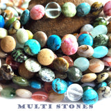 Natural Gemstone Multi Stones Semi Precious Beads Coin Disc Shape 10 mm Size Approximately 38~40 Beads in String