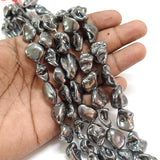 Metallic Gunmetal Dark Grey Shell Pearl Keshi Baroque Beads | 20-21mm Freeform Irregular Shell Pearls | 23-25 Beads Per Line for Jewelry Making