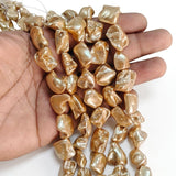 Metallic Champagne Gold Shell Pearl Keshi Baroque Beads | 20-21mm Freeform Irregular Shell Pearls | 23-25 Beads Per Line for Jewelry Making