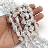 White Shell Pearl Keshi Baroque Beads | 20-21mm Freeform Irregular Shell Pearls | 23-25 Beads Per Line for Jewelry Making