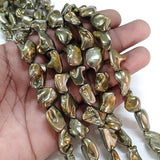 Metallic Antique Olive Gold Baroque Shell Pearl Beads – 20-21 mm Large Nugget Strands for Jewelry Making