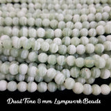 8 MM SIZE' HANDMADE LAMPWORK ROUND BEADS DUAL TONE' 54-56 PIECES BEADS APPROX SOLD BY PER LINE PACK