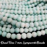 7 MM SIZE' HANDMADE LAMPWORK ROUND BEADS DUAL TONE' 62-63 PIECES BEADS APPROX SOLD BY PER LINE PACK