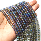 1 STRING/LINE PACK' 6 MM RAINBOW TRANSPARENT AB GLASS BEADS