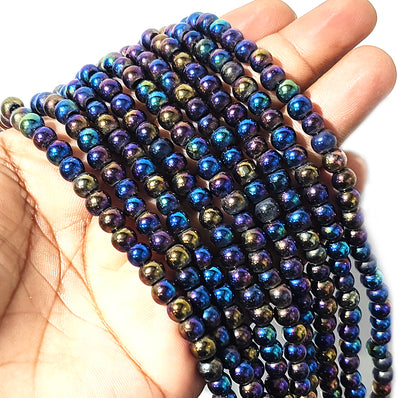 1 STRING/LINE PACK' 6 MM RAINBOW OPAQUE AB GLASS BEADS