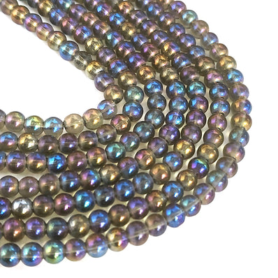 1 STRING/LINE PACK' 6 MM RAINBOW TRANSPARENT AB GLASS BEADS