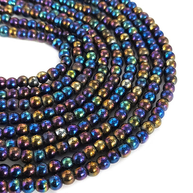 1 STRING/LINE PACK' 6 MM RAINBOW OPAQUE AB GLASS BEADS