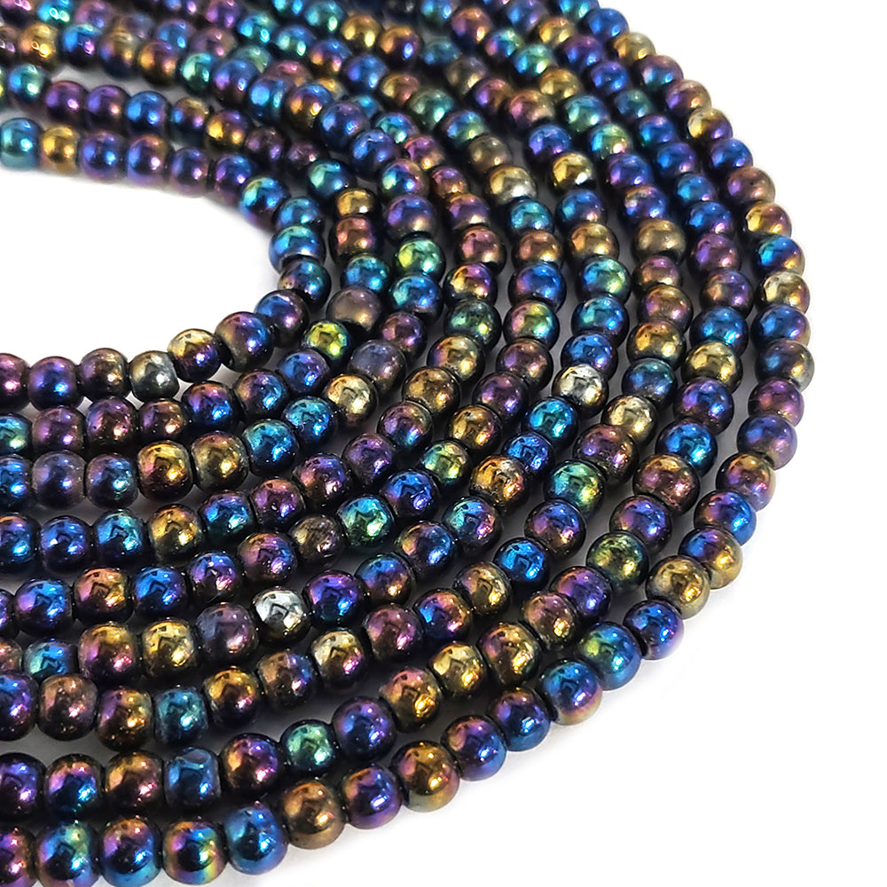 1 STRING/LINE PACK' 6 MM RAINBOW OPAQUE AB GLASS BEADS
