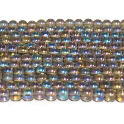 1 STRING/LINE PACK' 6 MM RAINBOW TRANSPARENT AB GLASS BEADS