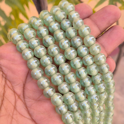 1 LINE/STRING PACK' SIZE APPROX' 9 MM' 48-50 BEADS' INDIAN NORMAL GLASS BEADS