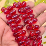 1 LINE/STRING PACK OF RED TEAR DROP GLASS BEADS' SIZE APPROX' 8x12 MM' 80-82 BEADS