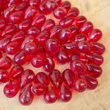 1 LINE/STRING PACK OF RED TEAR DROP GLASS BEADS' SIZE APPROX' 8x12 MM' 80-82 BEADS