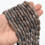 Smoky Gray Smooth Barrel Indian Handmade Glass Beads – 20x9 mm, Per Line (18-20 Beads)