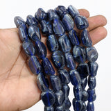 Deep Blue Smooth Nugget Indian Handmade Glass Beads – 20x15 mm, Per Line (18-20 Beads)