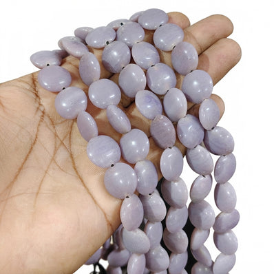 Lavender Smooth Coin Indian Handmade Glass Beads – 16 mm, Per Line (23-24 Beads)