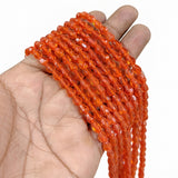 Vibrant Orange Soft-Faceted Pear Indian Handmade Glass Beads – 7x5 mm, Per Line (50-52 Beads)