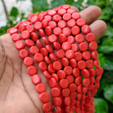 Indian Handmade 9mm Orange-Red Glass Beads Strand (42-43 Pieces)