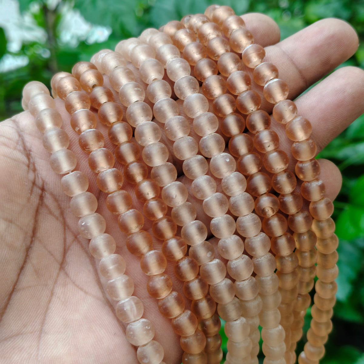 Indian Handmade 6-7mm Peach / Light Peach Glass Beads Strand (58-60 Pieces)