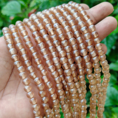 Indian Handmade 6-7mm AB Champagne Glass Beads Strand (58-60 Pieces)