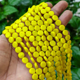 Indian Handmade 9 mm Bright Yellow Coin Glass Beads Strand (42-43 Pieces)
