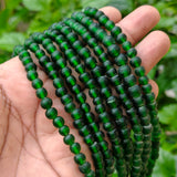 Indian Handmade 6-7 mm Matte Green Glass Beads Strand (58-60 Pieces)