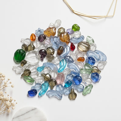 50 PIECES PACK' MIX PACK OF FANCY GLASS CRYSTAL BEADS