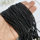 2 LINES PACK' 3 MM BLACK SOLID GLASS BEADS 348 PIECES