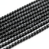 2 LINES PACK' 3 MM BLACK SOLID GLASS BEADS 348 PIECES