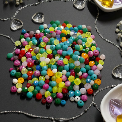25 GRAMS PACK' MIX PACK OF FANCY RONDEL GLASS CRYSTAL BEADS