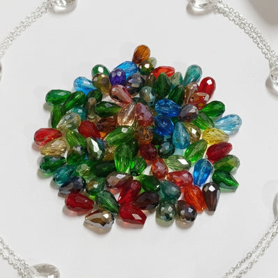 50 GRAMS PACK' MIX PACK OF FANCY GLASS CRYSTAL DROP BEADS