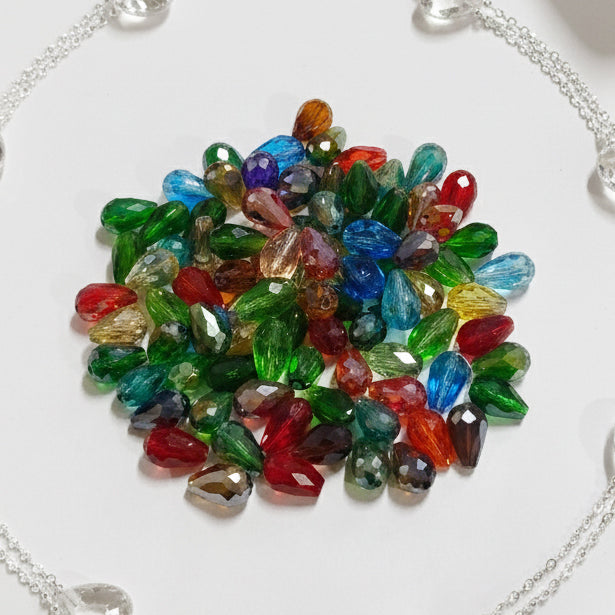 50 GRAMS PACK' MIX PACK OF FANCY GLASS CRYSTAL DROP BEADS