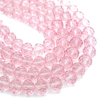 12x10 mm Light Pink Crystal Glass Faceted Rondelle Beads – 20 Pieces Loose Pack for Jewelry Making
