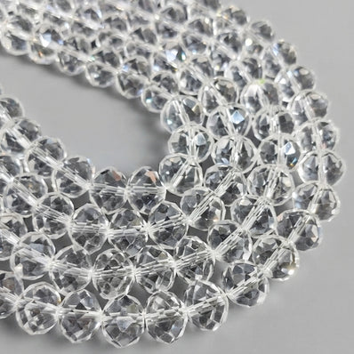 12x10 mm Clear Crystal Glass Faceted Rondelle Beads – 20 Pieces Loose Pack for Jewelry Making