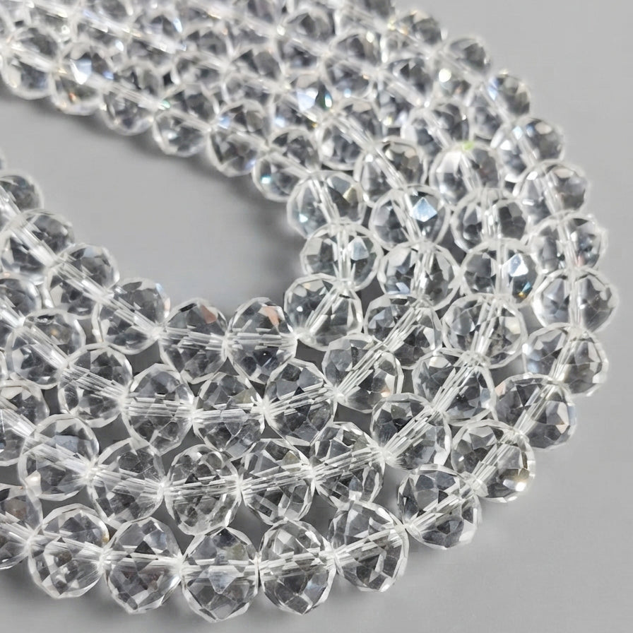 12x10 mm Clear Crystal Glass Faceted Rondelle Beads – 20 Pieces Loose Pack for Jewelry Making