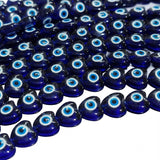10 mm Blue Glass Evil Eye Heart Beads | 36–37 Beads Per String | Nazar Heart Beads for Jewelry Making