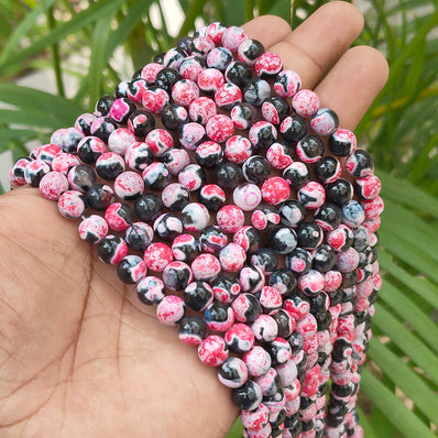 1 STRING/LINE PACK' APPROX 46-47 PIECES' 8MM SIZE TIBETIAN DUAL COLOR AGATE BEADS