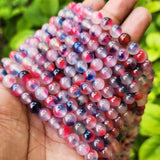 8MM NATURAL ROUND JADE AGATE BEADS SEMI PRECIOUS GEMSTONE BEADS FOR JEWELRY MAKING STRAND 15 INCH (47-50PCS)