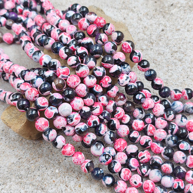 1 STRING/LINE PACK' APPROX 46-47 PIECES' 8MM SIZE TIBETIAN DUAL COLOR AGATE BEADS