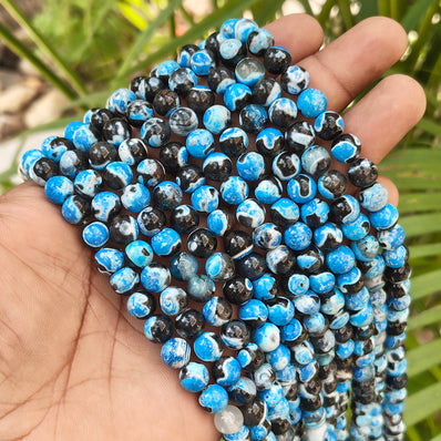 1 STRING/LINE PACK' APPROX 46-47 PIECES' 8MM SIZE TIBETIAN DUAL COLOR AGATE BEADS