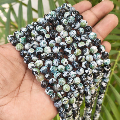 1 STRING/LINE PACK' APPROX 46-47 PIECES' 8MM SIZE TIBETIAN DUAL COLOR AGATE BEADS